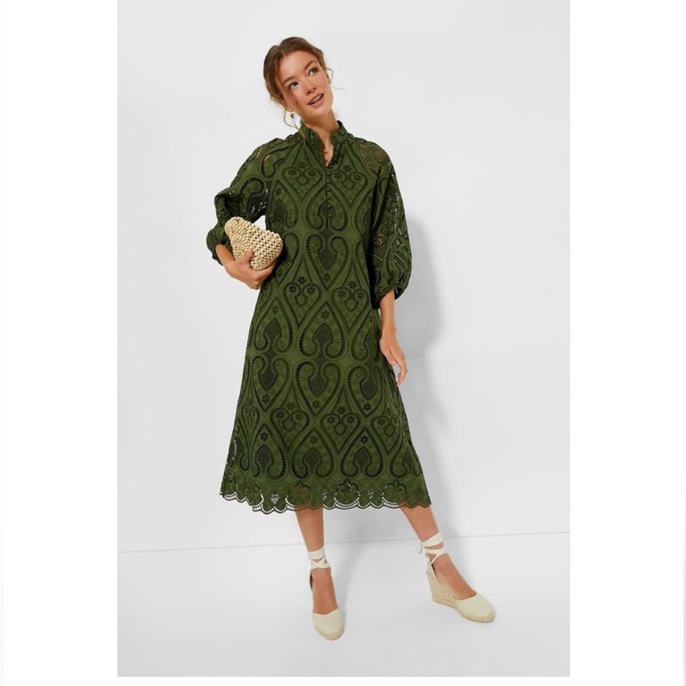 Elegant Green Lace Midi Dress